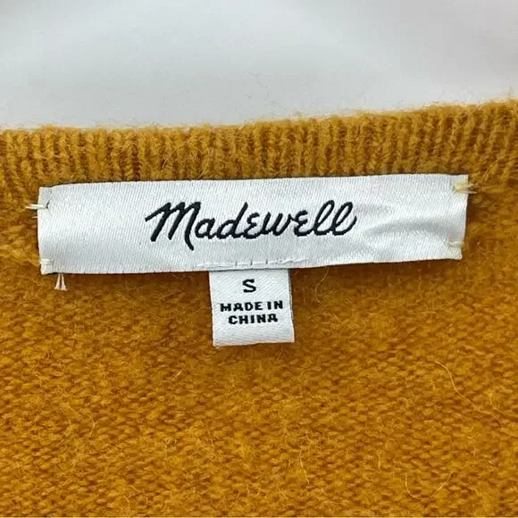 Madewell Mustard Orange Wool Alpaca Blend Boho Open Cardigan Sweater Size Small - Picture 8 of 10